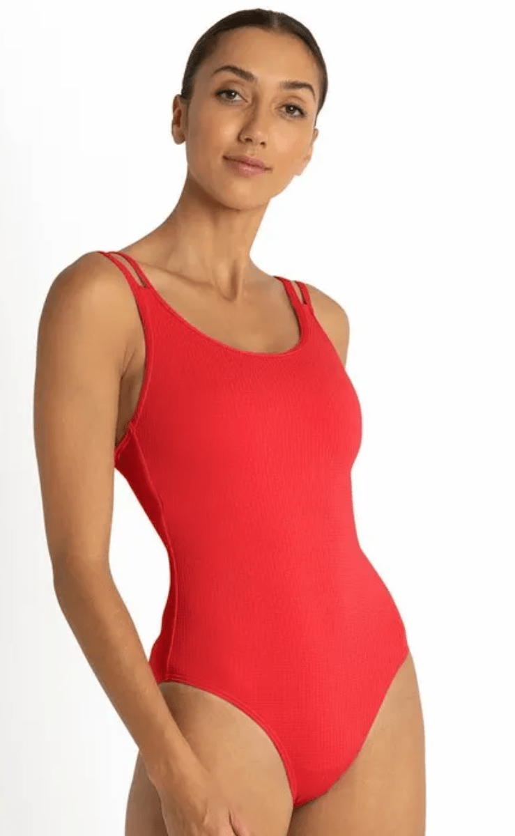 Sunseeker Coachella Cheeky Double Strap One Piece - Tangerine.