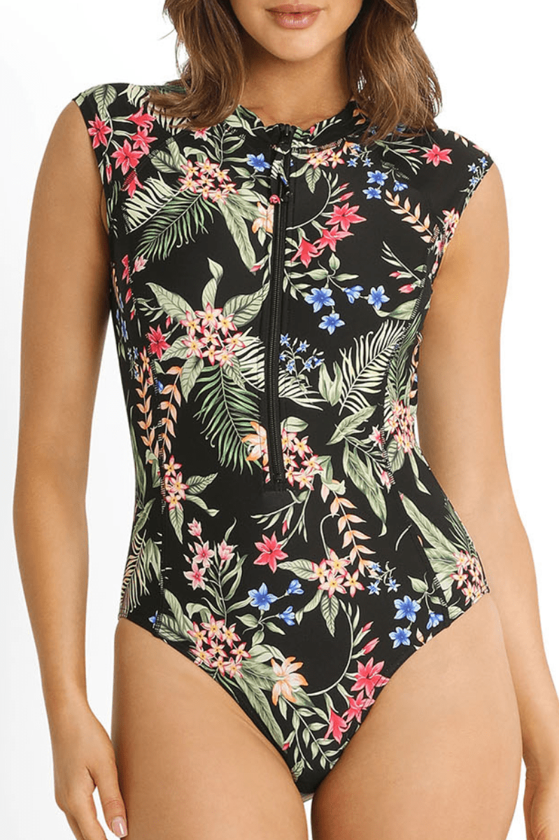 Sunseeker Evie Seasport Cap Sleeve One Piece Black.