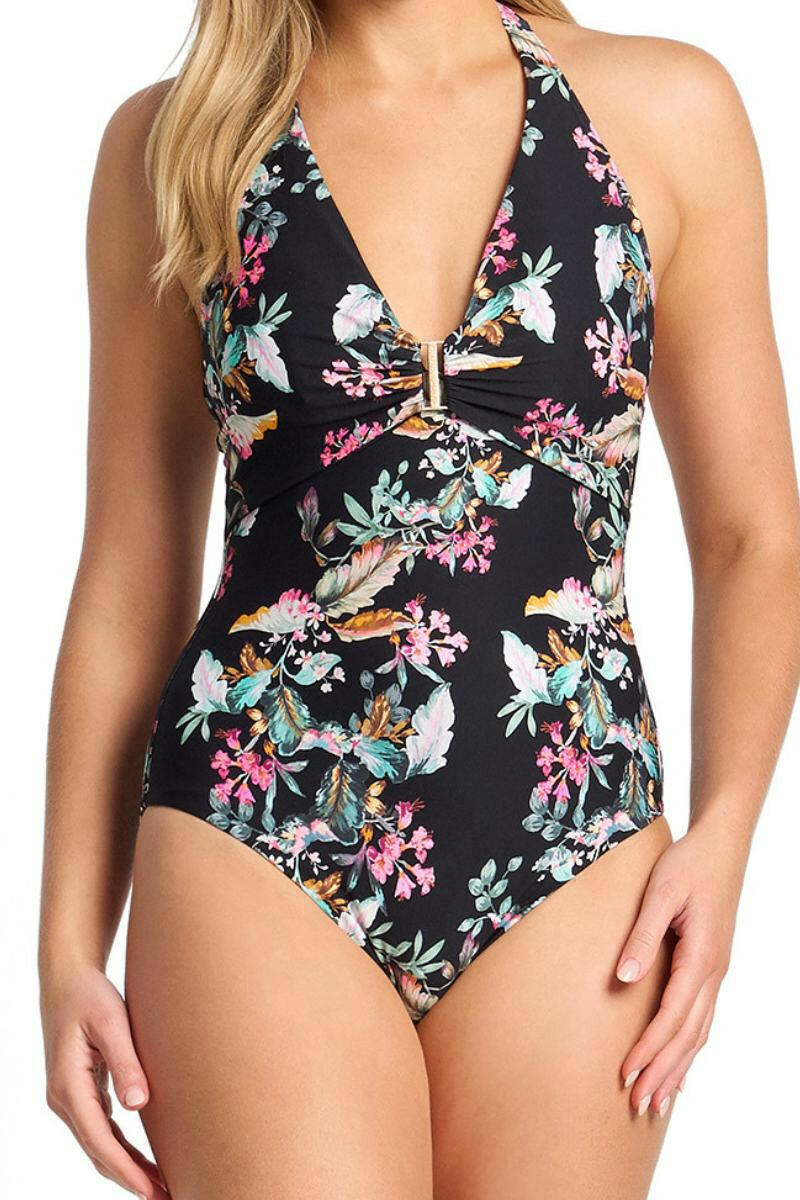 Sunseeker Viola Bar Halter One Piece - Black.