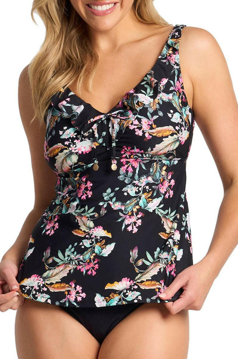 Sunseeker Viola E/F Frill Singlet - Black.