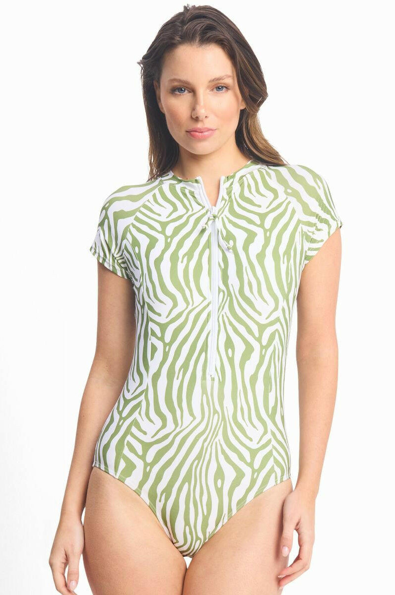 Sunseeker Zena Short Sleeve Seasport Mast One Piece - White.