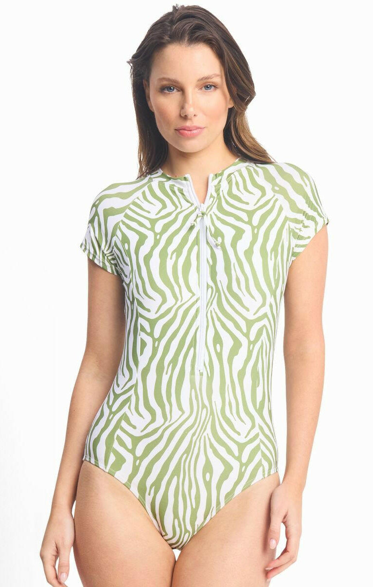 Sunseeker Zena Short Sleeve Seasport Mast One Piece - White.