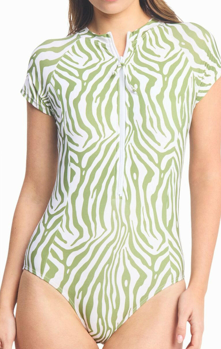 Sunseeker Zena Short Sleeve Seasport Mast One Piece - White.