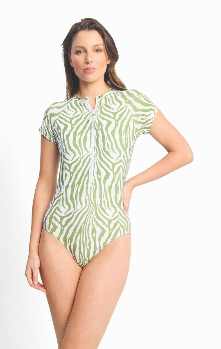 Sunseeker Zena Short Sleeve Seasport Mast One Piece - White.