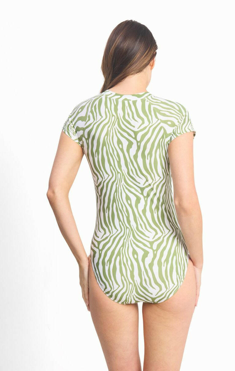 Sunseeker Zena Short Sleeve Seasport Mast One Piece - White.