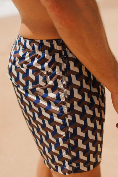 Swim Shady Cobalt Geo Swim Shorts.