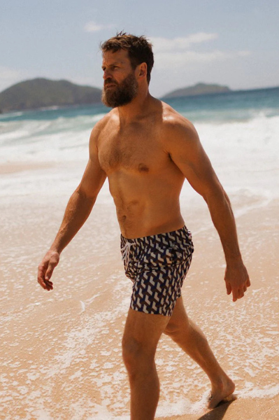 Swim Shady Cobalt Geo Swim Shorts.