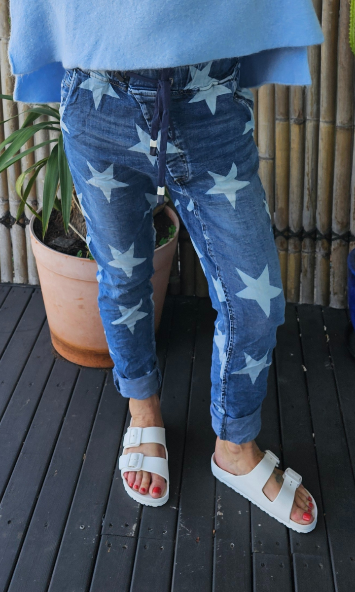 Vera May Hollywood Italian Denim Jeans Blue Star.