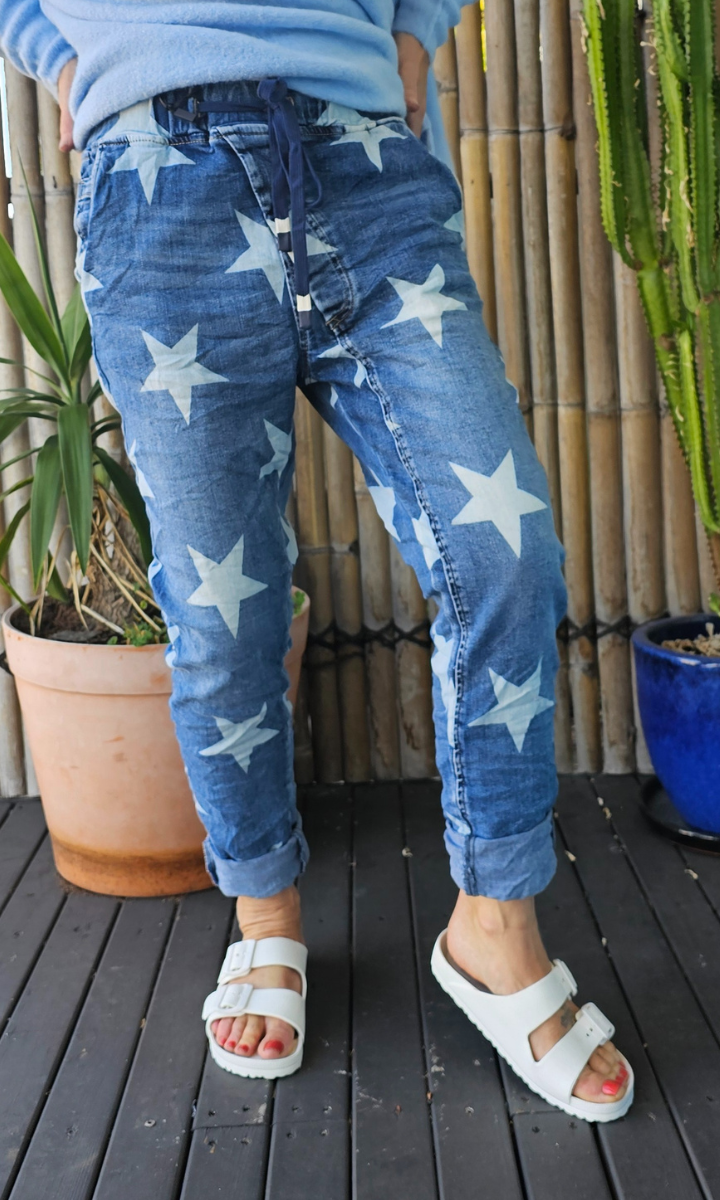 Vera May Hollywood Italian Denim Jeans Blue Star.