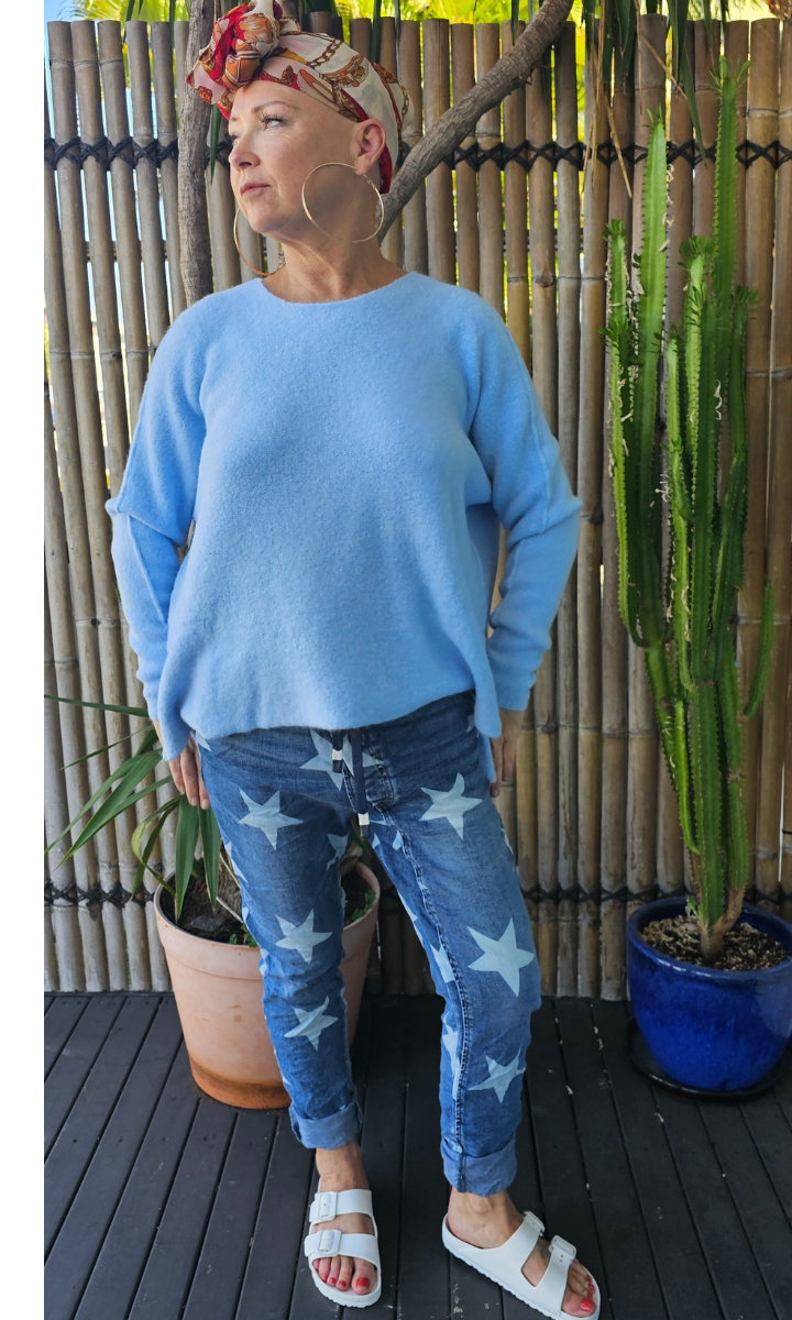 Vera May Hollywood Italian Denim Jeans Blue Star.