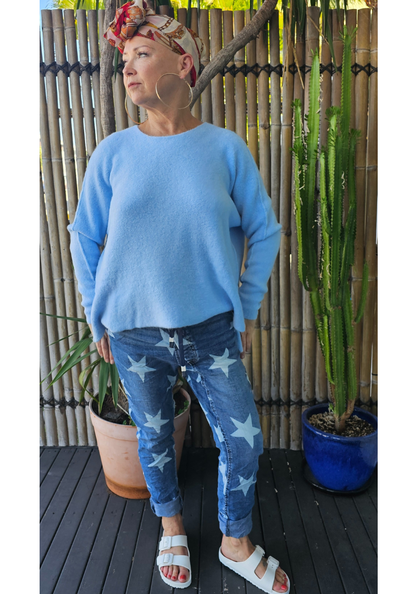 Vera May Hollywood Italian Denim Jeans Blue Star.