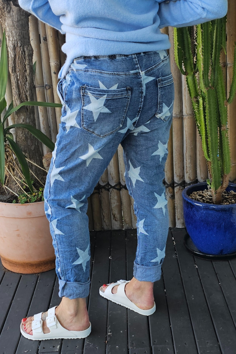 Vera May Hollywood Italian Denim Jeans Blue Star.