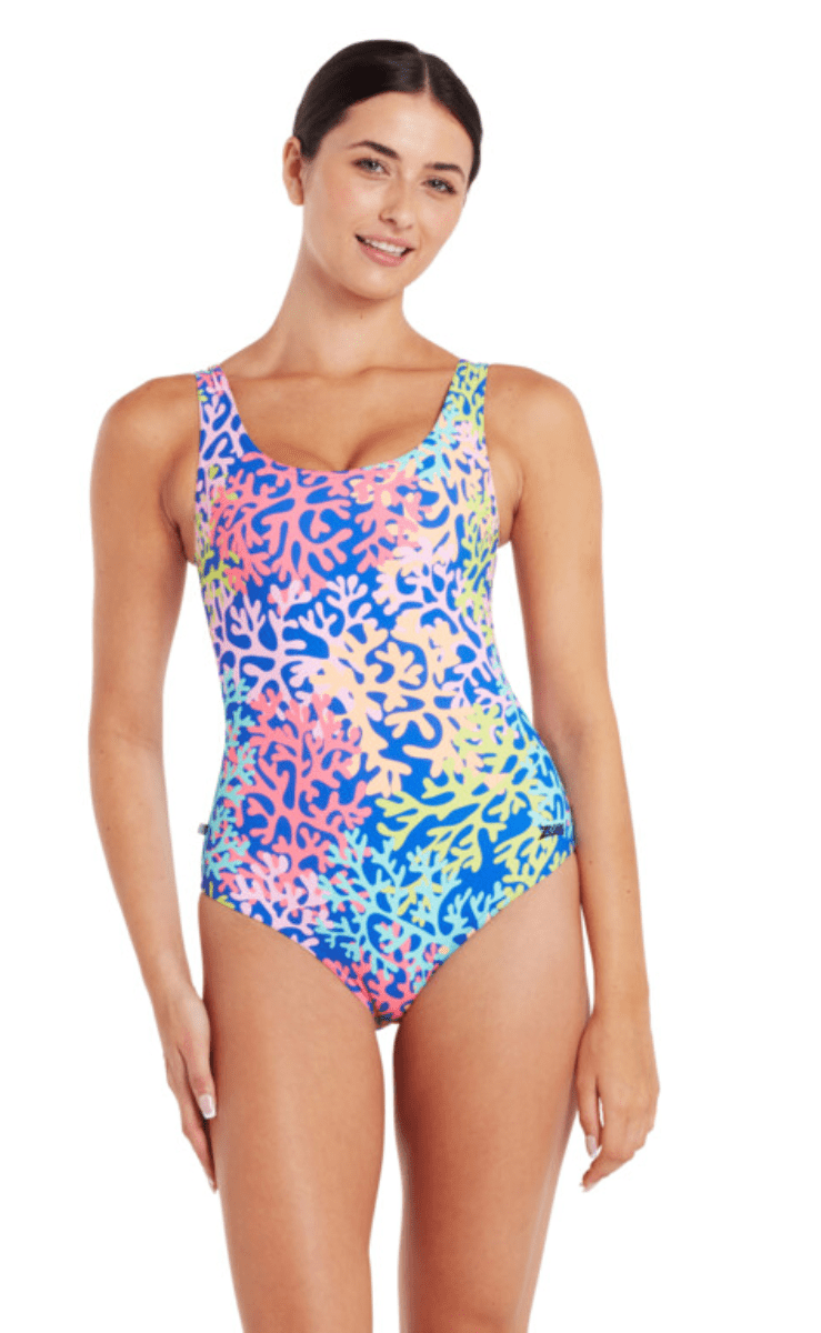 Zoggs Sea Change Ecofeel Scoopback One Piece Swimwear.