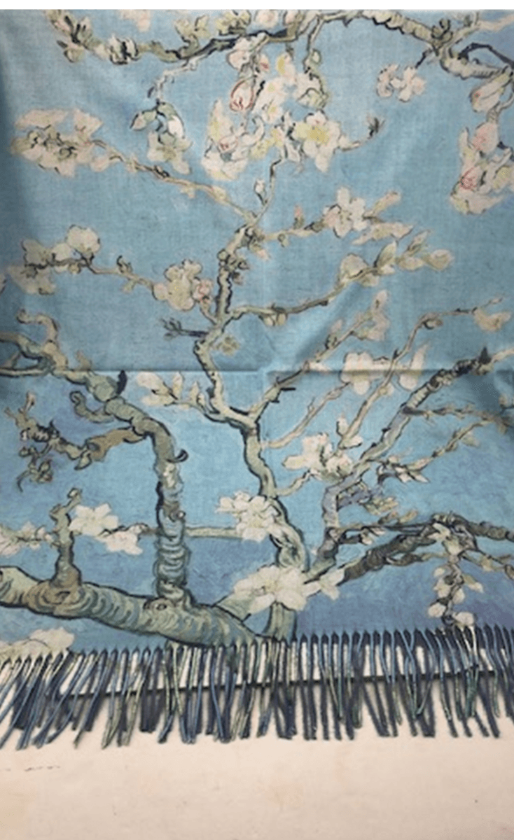 Cashmere Scarf 20% Cotton Reversible Cherry Blossom.