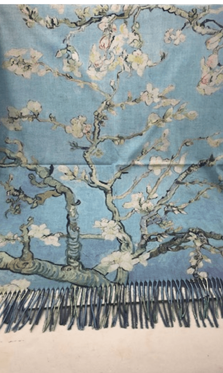 Cashmere Scarf 20% Cotton Reversible Cherry Blossom.
