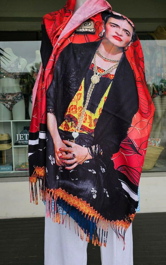 Frida Kahlo Cashmere Butterfly Reversible Scarf.
