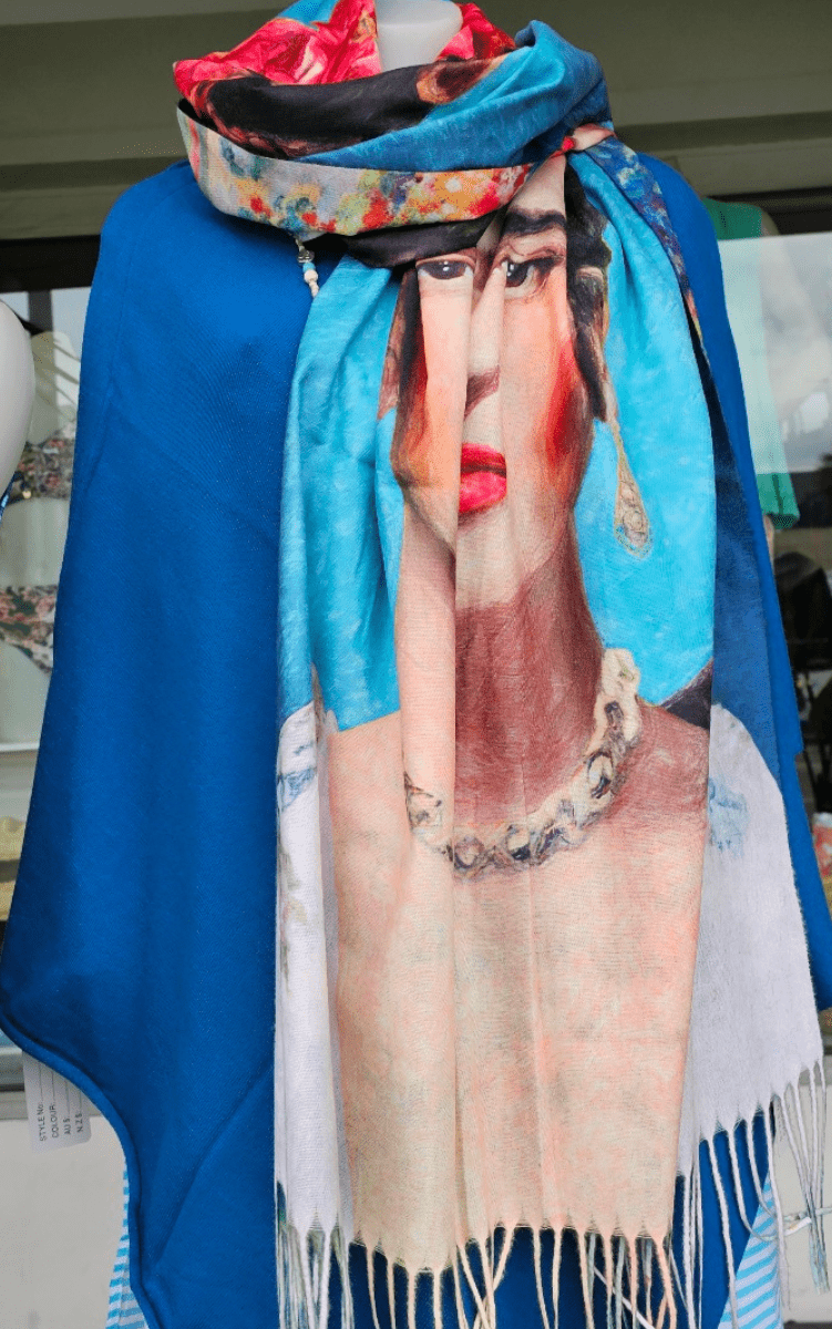 Frida Kahlo Soft Cashmere Viscose Woollen Scarf Fully Reverisble.