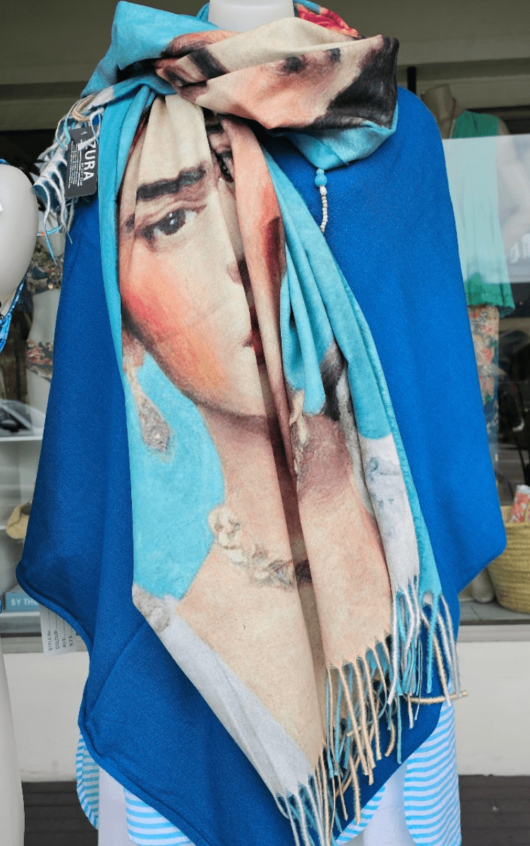 Frida Kahlo Soft Cashmere Viscose Woollen Scarf Fully Reverisble.
