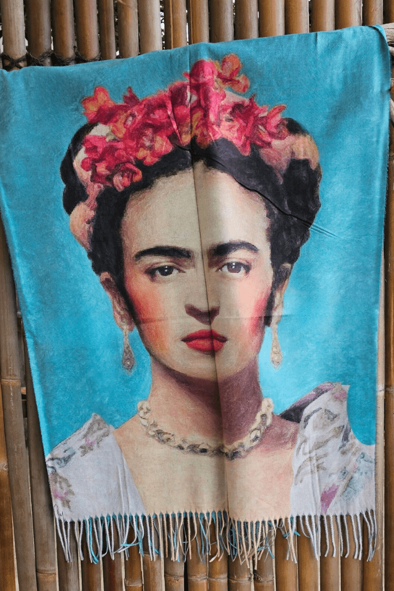 Frida Kahlo Soft Cashmere Viscose Woollen Scarf Fully Reverisble.