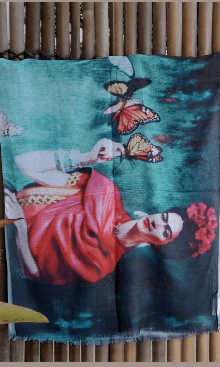 Zura Frida Kahlo 100% Cotton Scarf - Butterflies.