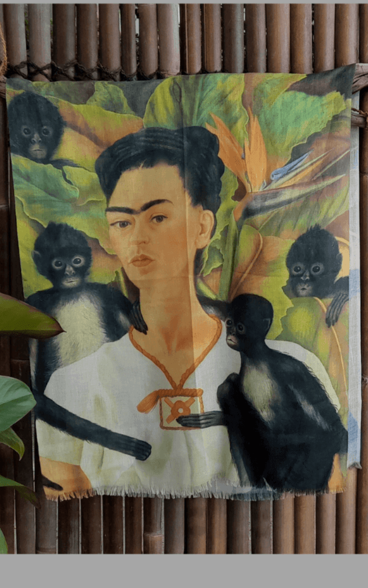 Zura Frida Kahlo 100% Cotton Scarf - Monkey.