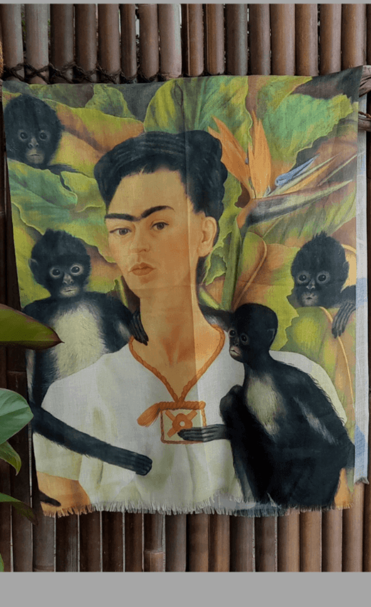 Zura Frida Kahlo 100% Cotton Scarf - Monkey.