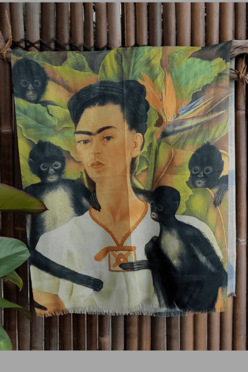 Zura Frida Kahlo 100% Cotton Scarf - Monkey.