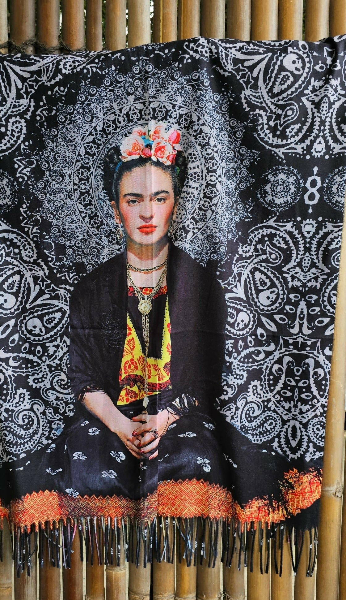 Zura Frida Kahlo Scarf Reversable Wool Scarf.