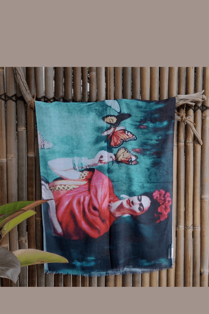 Zura Frida Kahlo 100% Cotton Scarf - Butterflies - OZ RESORT