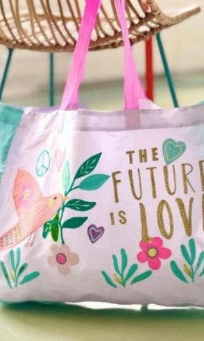 Future Is Love Shopper Embroidered Hand Made - Tote Bag.