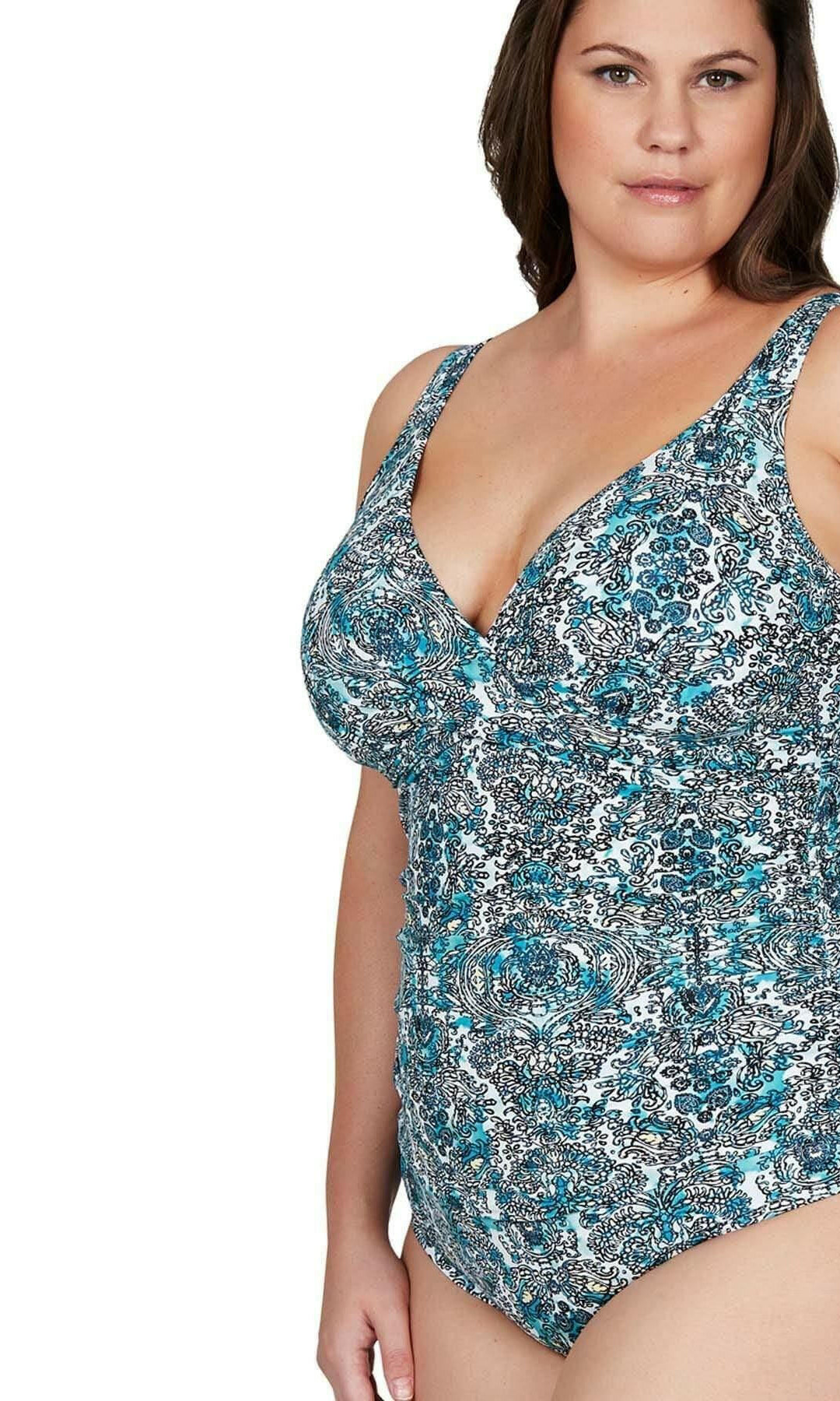Artesands Floral Aqua Tankini Plus Size.