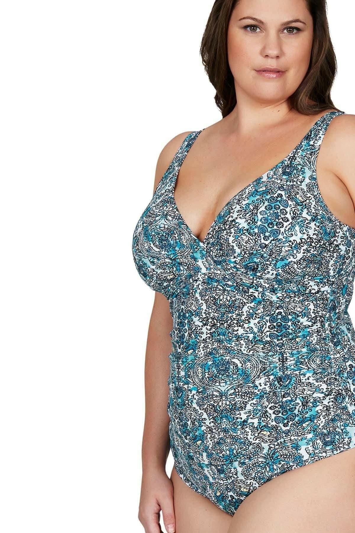 Artesands Floral Aqua Tankini Plus Size.