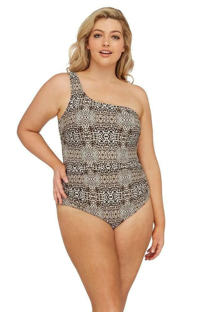 Artesands One Shoulder Leopard One Piece.