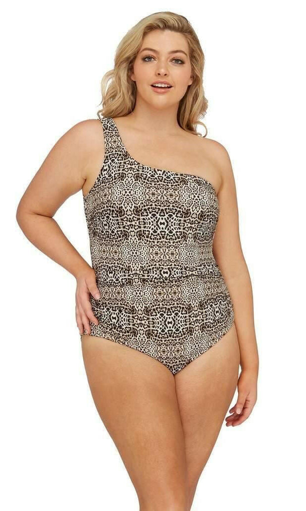 Artesands One Shoulder Leopard One Piece.