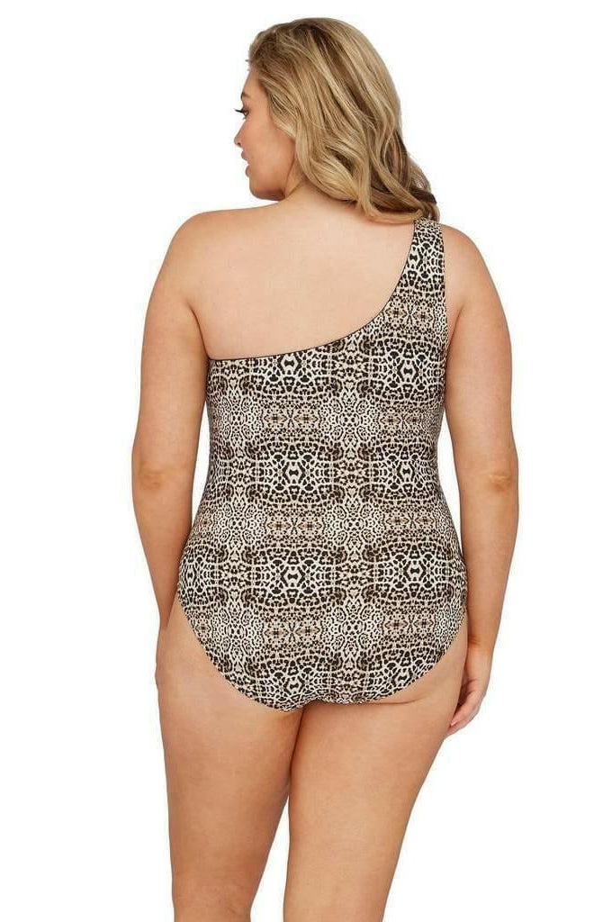 Artesands One Shoulder Leopard One Piece.