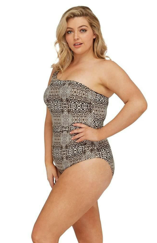Artesands One Shoulder Leopard One Piece.