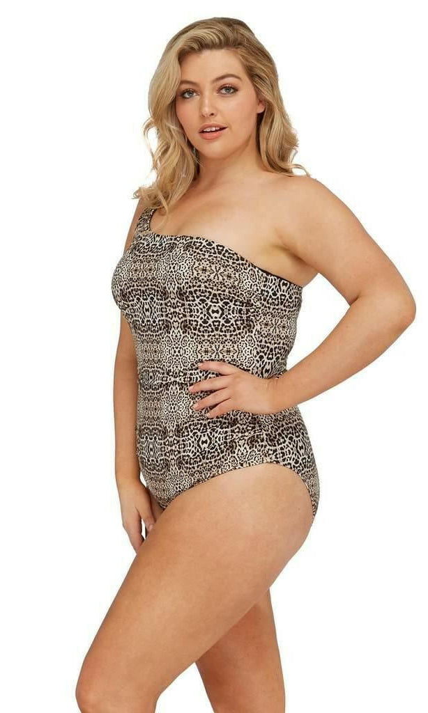Artesands One Shoulder Leopard One Piece.