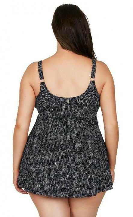 Artesands Zig Zag Delacroix Cross Front Swim Dress - navy.