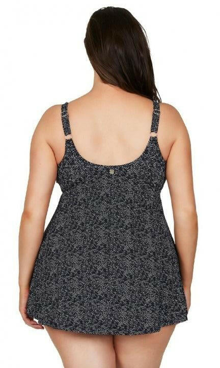 Artesands Zig Zag Delacroix Cross Front Swim Dress - navy.