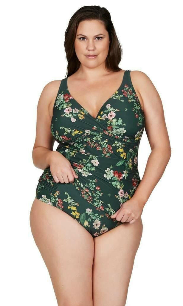 Artesands AT3721NK Floral Green Tankini Plus Size.