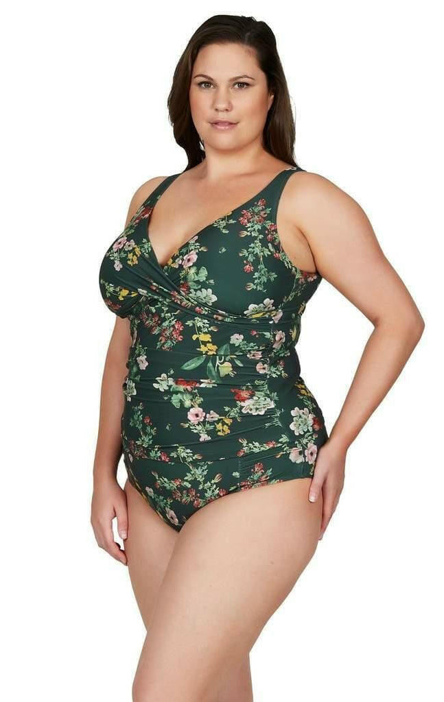 Artesands AT3721NK Floral Green Tankini Plus Size.