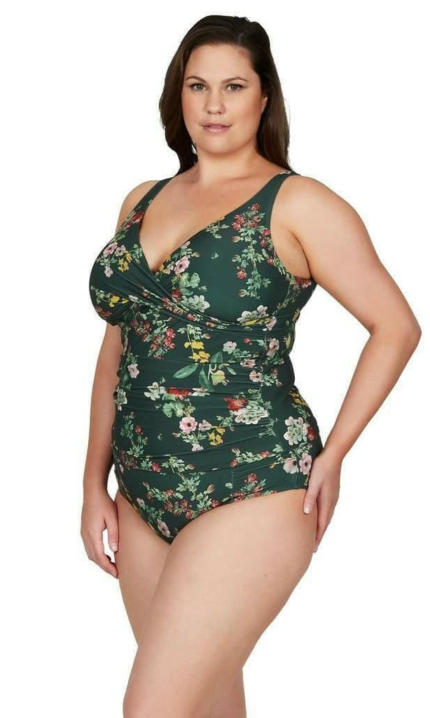 Artesands AT3721NK Floral Green Tankini Plus Size.