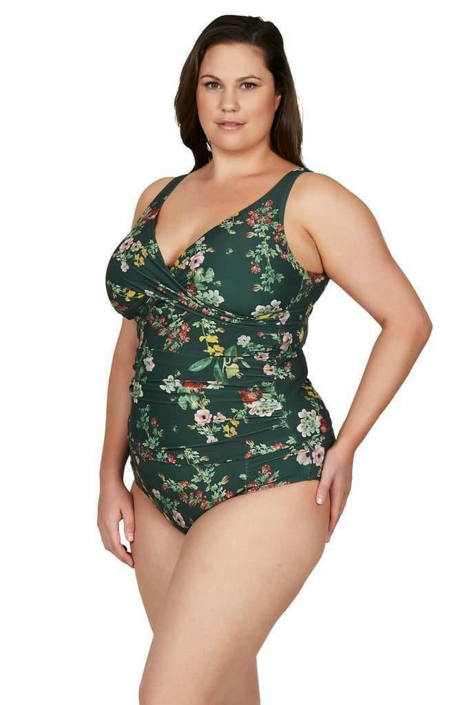 Artesands AT3721NK Floral Green Tankini Plus Size.