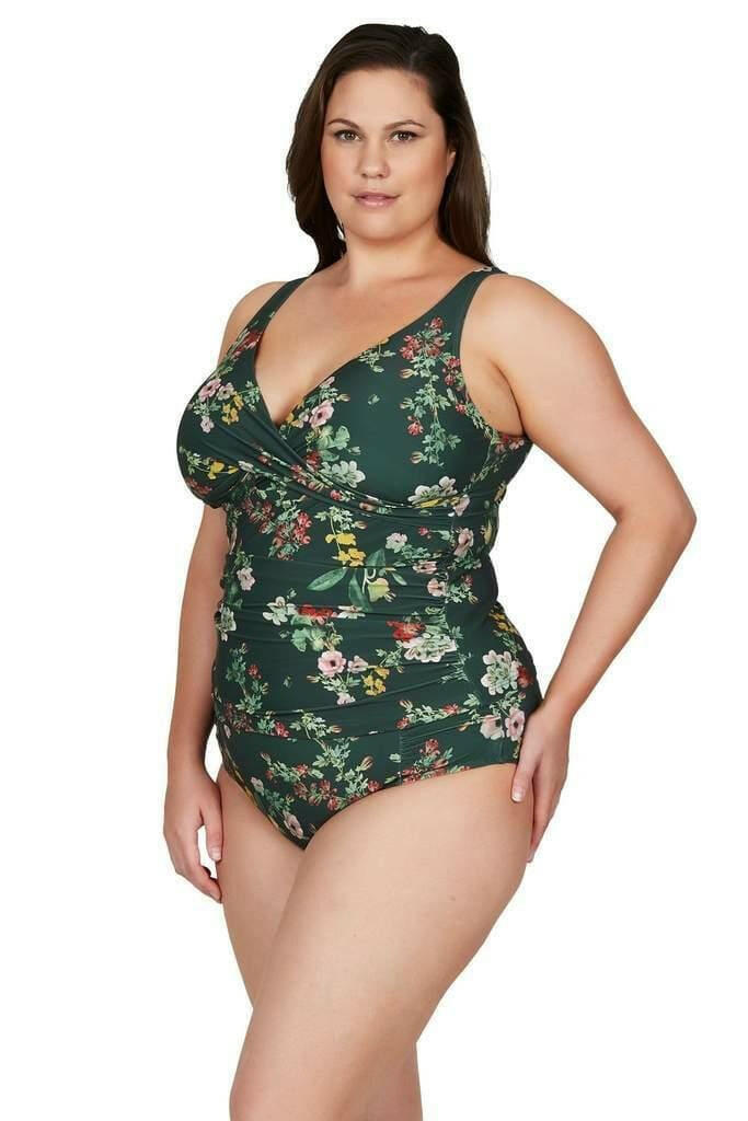 Artesands AT3721NK Floral Green Tankini Plus Size.