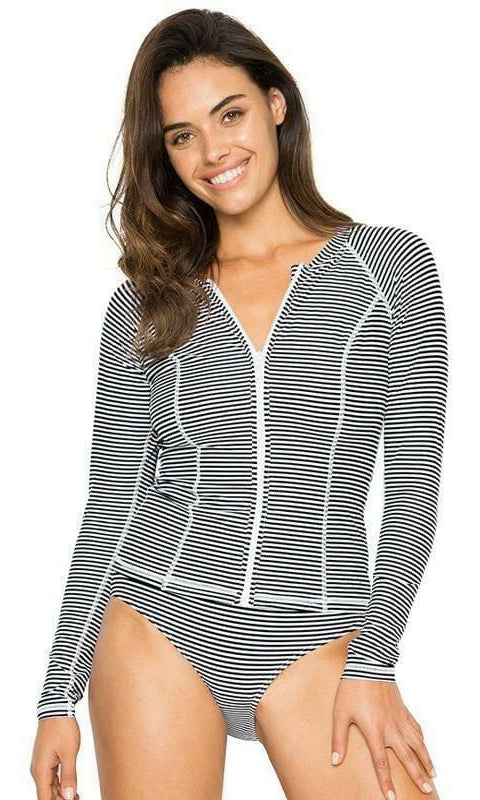 NT5058SO Nip Tuck Zip SPF50+ Long Sleeve Stripe Rash Vest - Bond Eye.