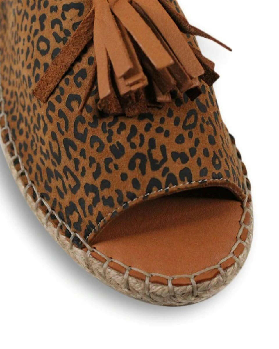 Bueno Keilor Metis Scissors 21WJ0311 Leopard Espadrilles Leather Shoes.
