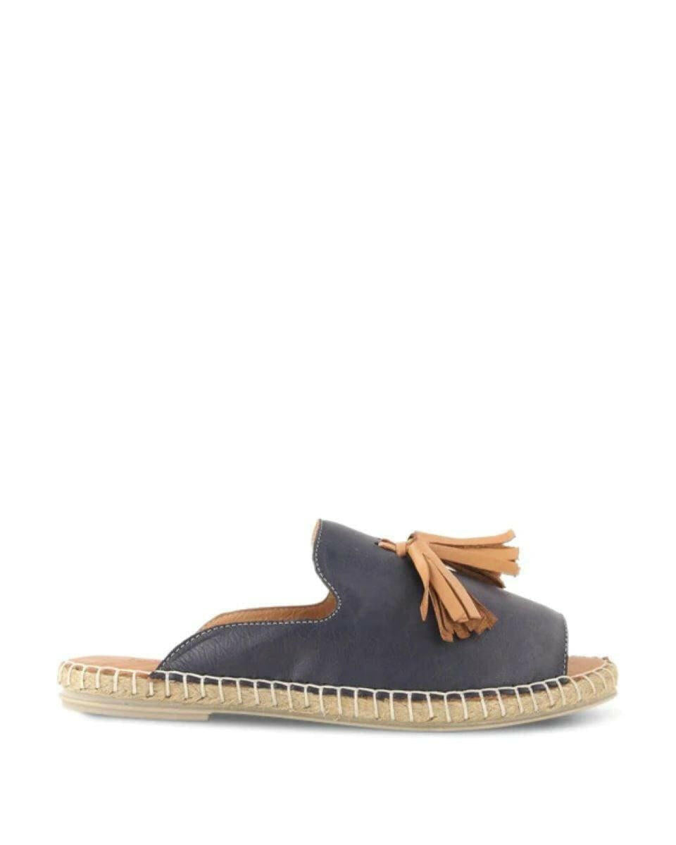 Bueno Rogue Navy Coconut 20WJ0311 Plain Espadrillas Leather Shoes.