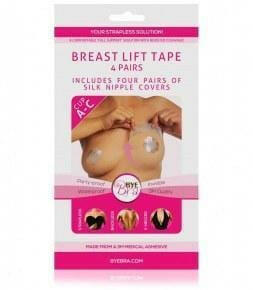 Bye Bra Adhesive Breast Lift Tape Cup A–C with Silk Nipple Covers.