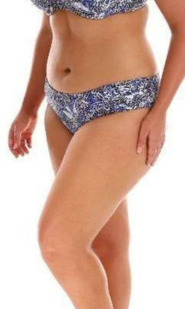 Capriosca Batik Side Ruched Mid Rise Pant Bikini Bottom.