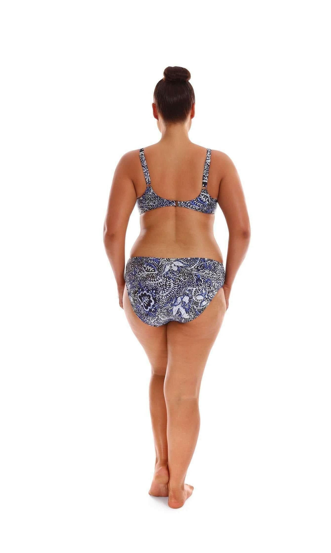 Capriosca Batik Side Ruched Mid Rise Pant Bikini Bottom.